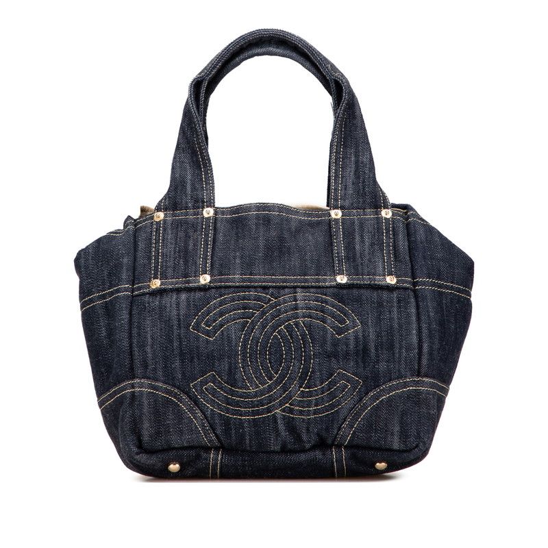 Chanel Spark Ring Denim CC Logo Handbag Indigo Blue