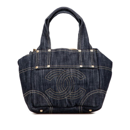 Chanel Spark Ring Denim CC Logo Handbag Indigo Blue