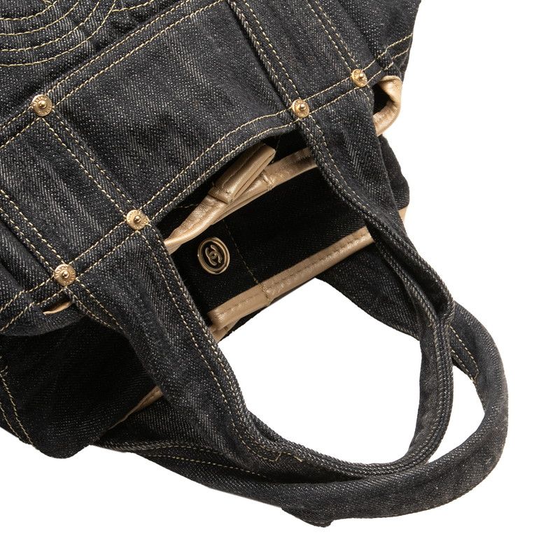 Chanel Spark Ring Denim CC Logo Handbag Indigo Blue — view 7