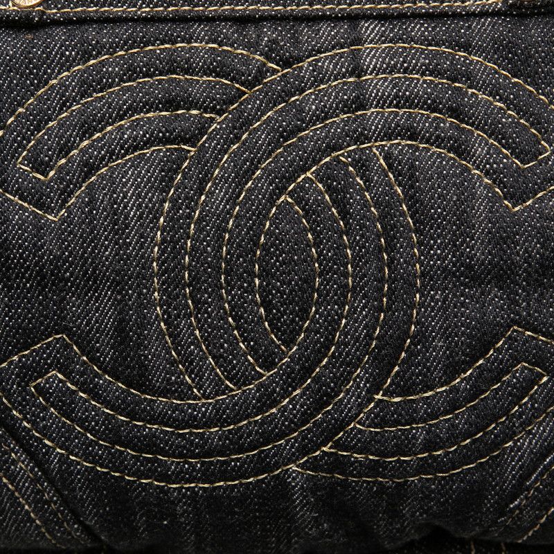 Chanel Spark Ring Denim CC Logo Handbag Indigo Blue — view 4