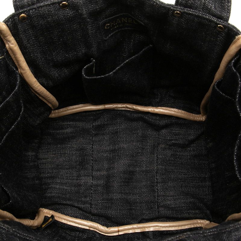 Chanel Spark Ring Denim CC Logo Handbag Indigo Blue — view 8