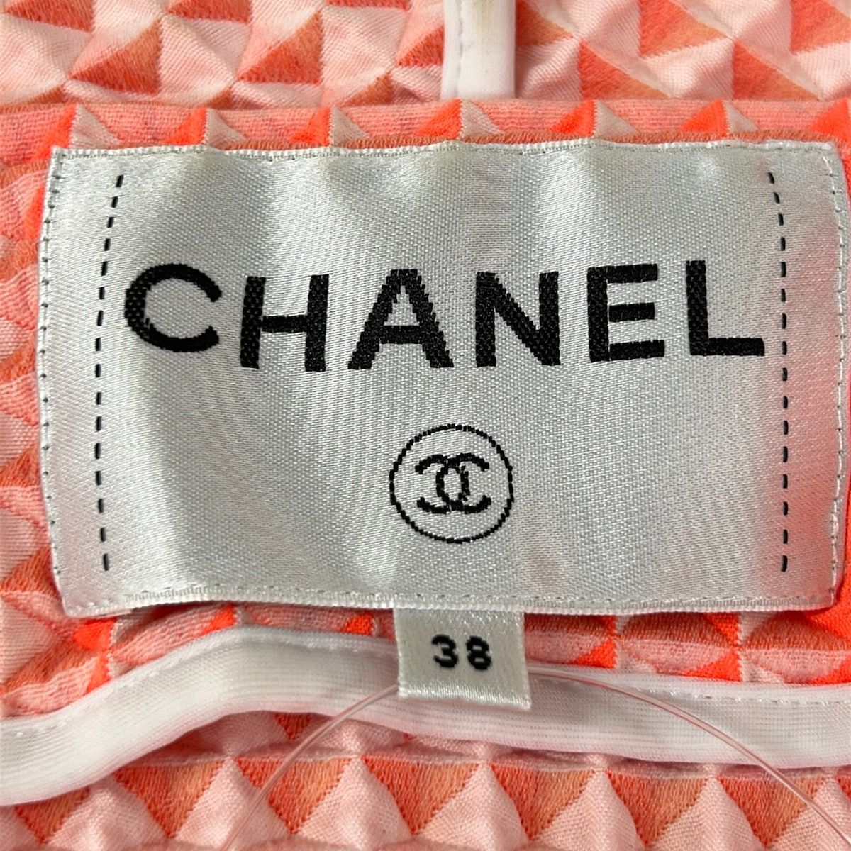 Chanel Hoodie 38 M Orange White Long Sleeve Embossed Fabric Zip — view 3