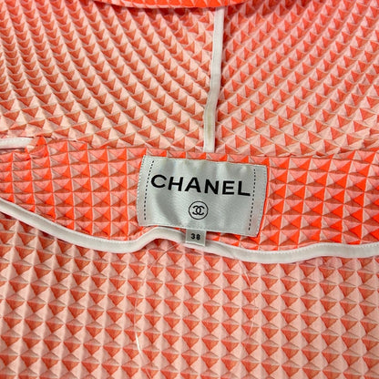Chanel Hoodie 38 M Orange White Long Sleeve Embossed Fabric Zip — view 8