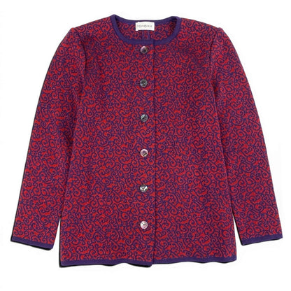 Saint Laurent Knit Cardigan Lame All Over Pattern Bicolor M Purple Red Wool — view 2