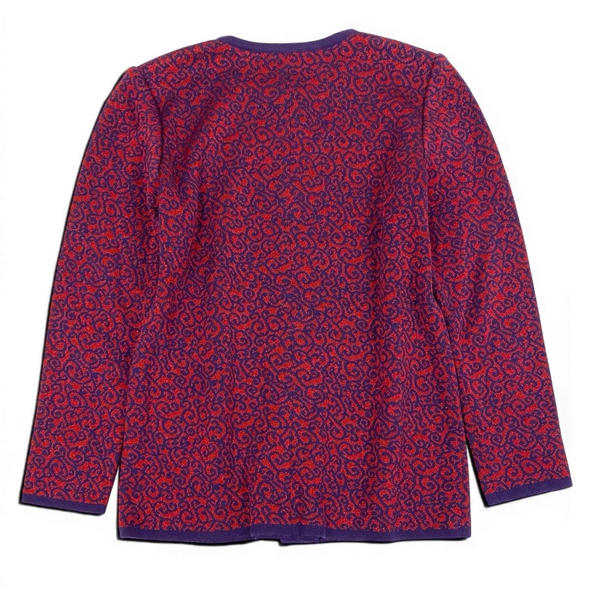 Saint Laurent Knit Cardigan Lame All Over Pattern Bicolor M Purple Red Wool — view 3
