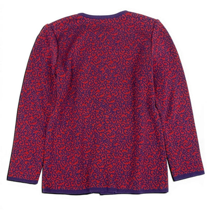 Saint Laurent Knit Cardigan Lame All Over Pattern Bicolor M Purple Red Wool — view 3