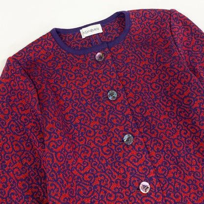 Saint Laurent Knit Cardigan Lame All Over Pattern Bicolor M Purple Red Wool — view 5