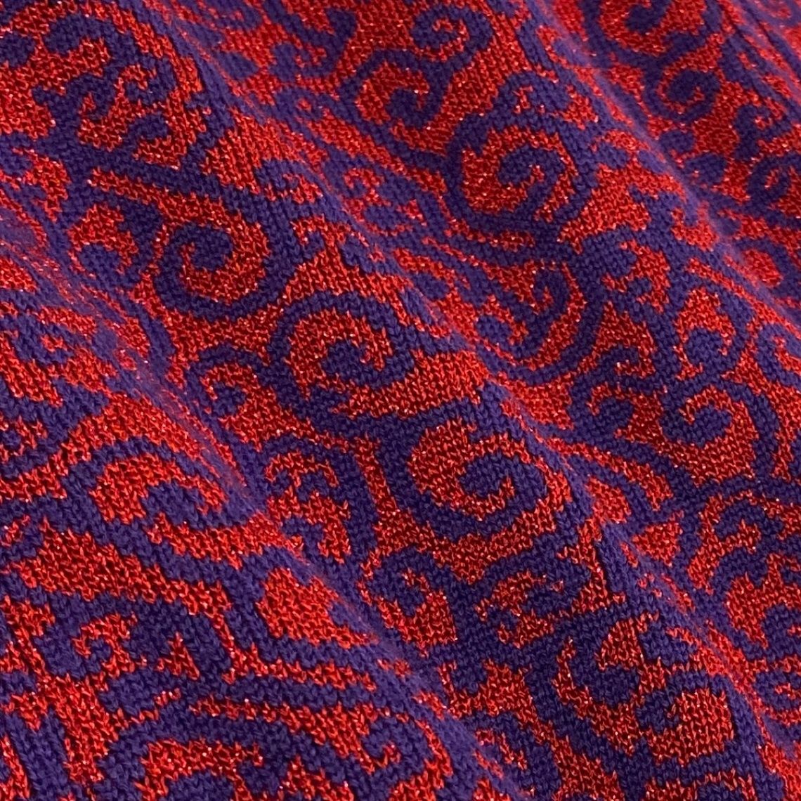 Saint Laurent Knit Cardigan Lame All Over Pattern Bicolor M Purple Red Wool — view 8
