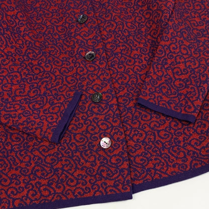 Saint Laurent Knit Cardigan Lame All Over Pattern Bicolor M Purple Red Wool — view 6