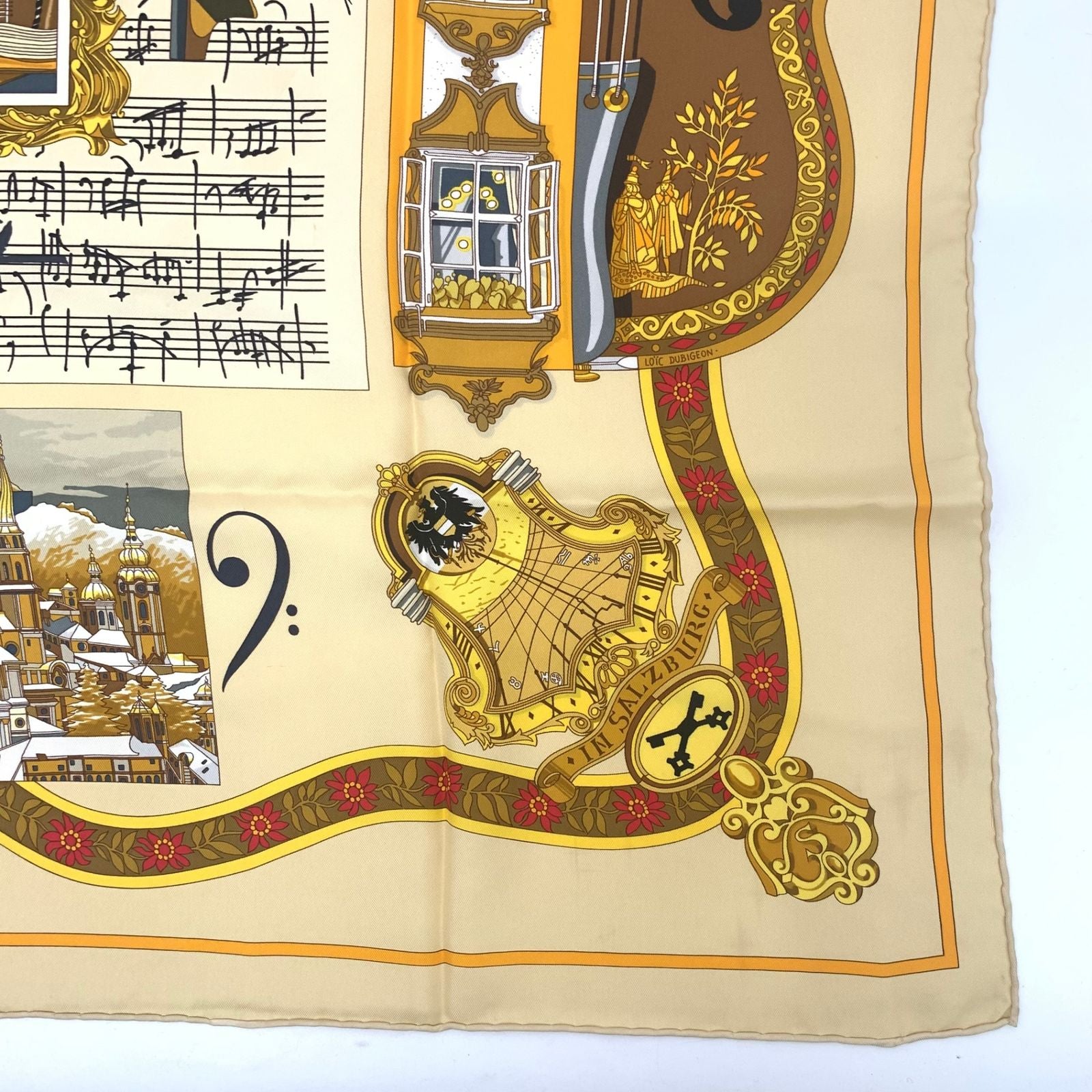 Hermes Carre 90 in Salzburg Yellow Orange Scarf Silk — view 4