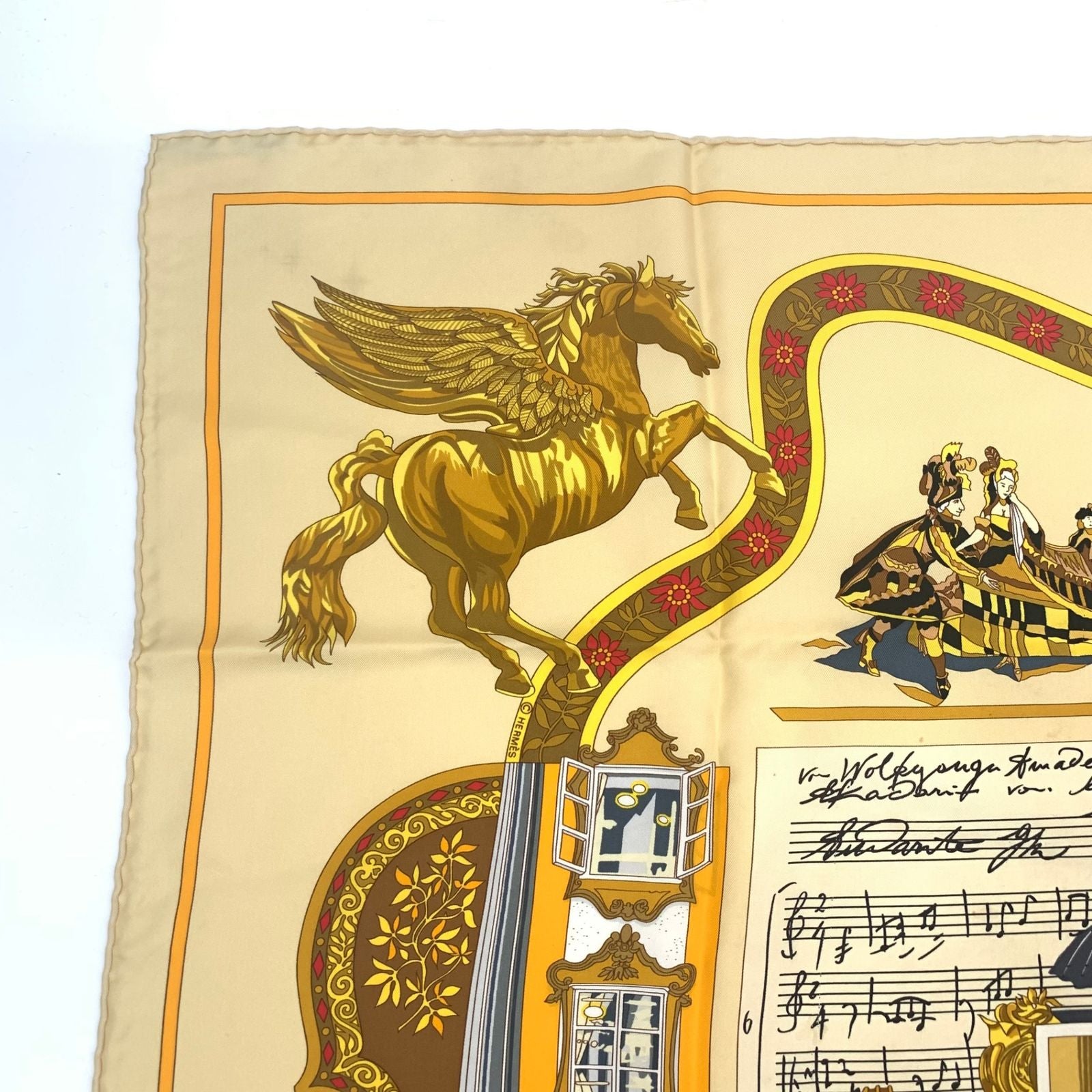 Hermes Carre 90 in Salzburg Yellow Orange Scarf Silk — view 2