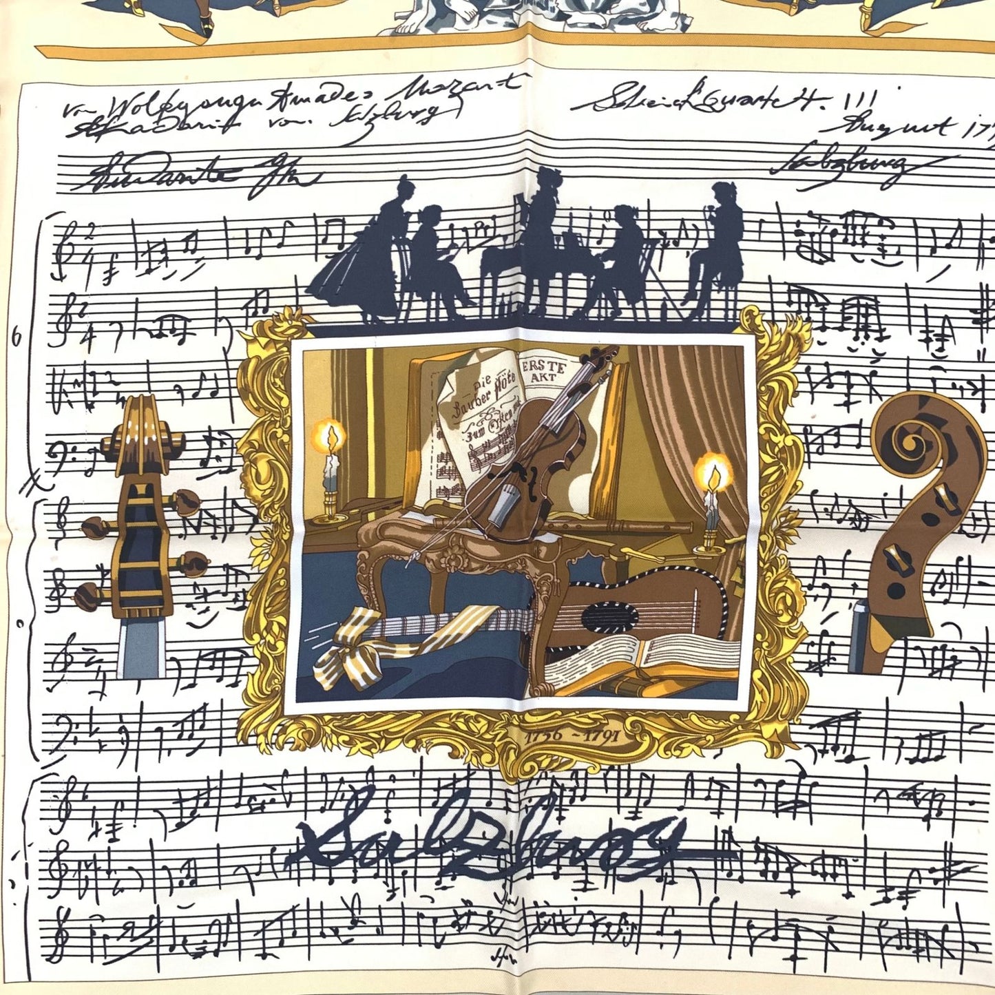 Hermes Carre 90 in Salzburg Yellow Orange Scarf Silk — view 6