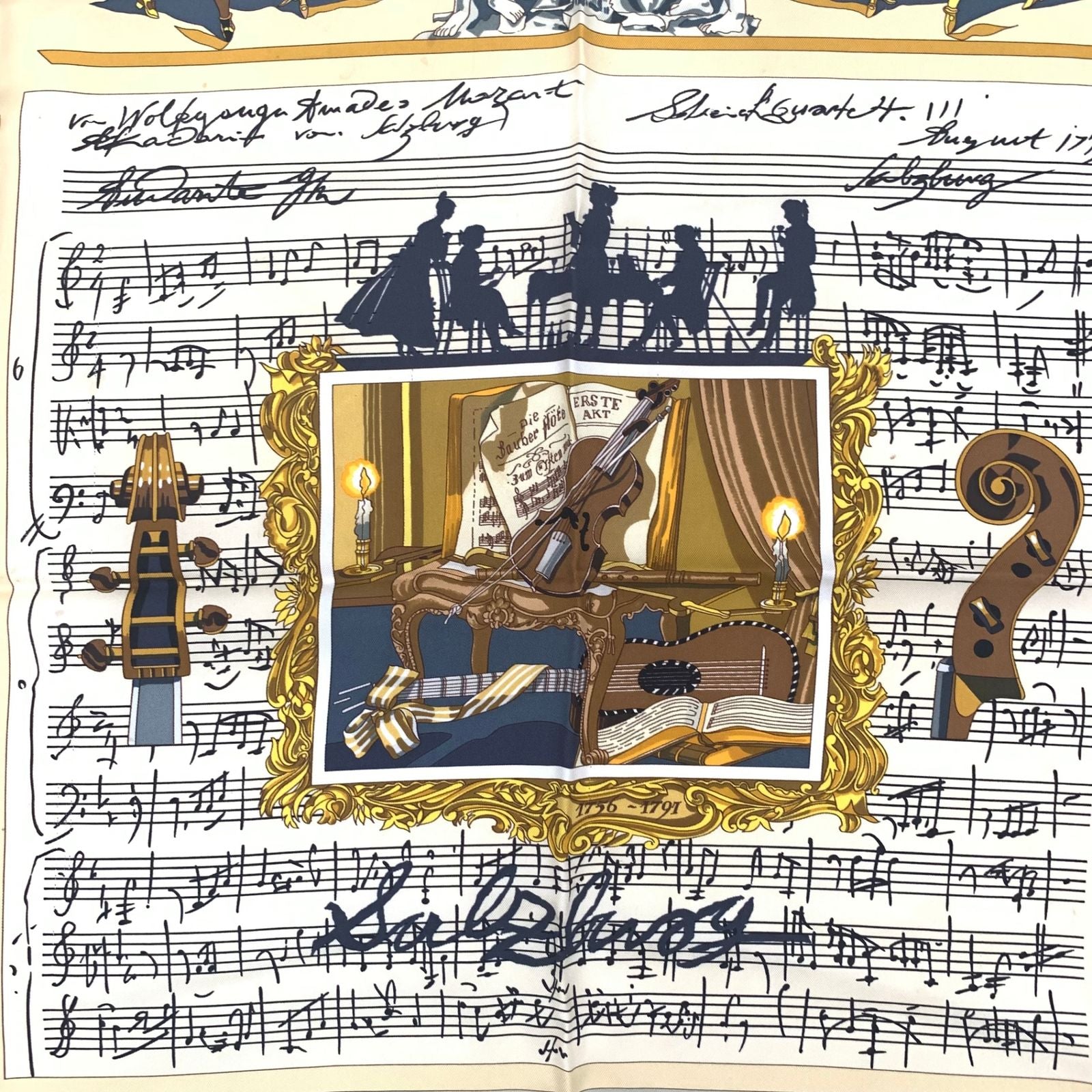 Hermes Carre 90 in Salzburg Yellow Orange Scarf Silk — view 6