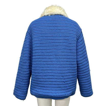Miu Miu Jacket 42 XS Blue White Red Knit Winter Zip Up Wool — view 2