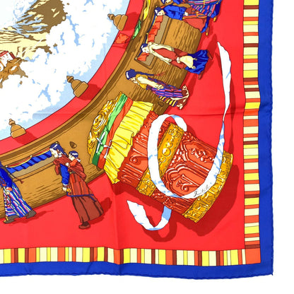 Hermes Carre 90 Prieres AU Vent Prayer in the Wind Silk Scarf Red Blue — view 4