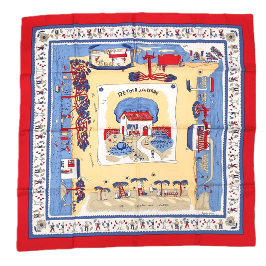 Hermes Carre 90 RE Tour a la Terre Return Silk Scarf