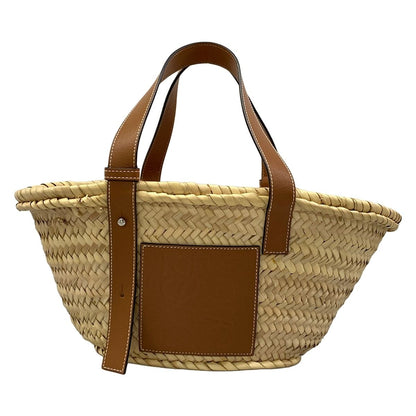 Loewe Tote Basket Beige Dark Brown Leather