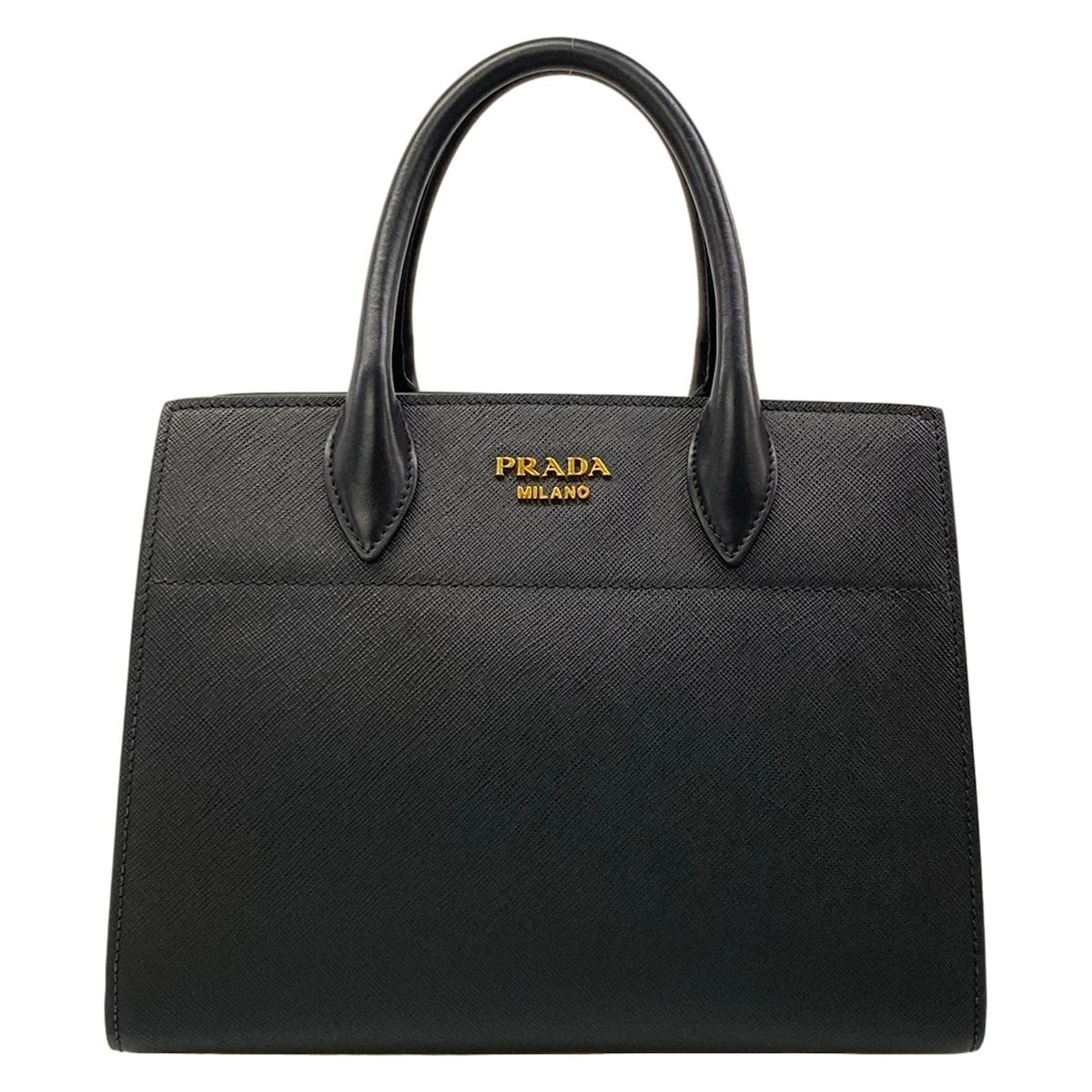 Prada Handbag Bibliotheque Black Red Leather