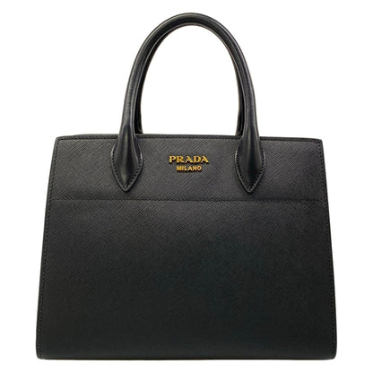 Prada Handbag Bibliotheque Black Red Leather