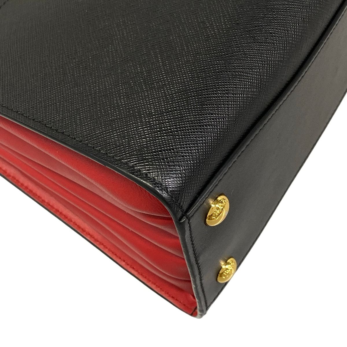 Prada Handbag Bibliotheque Black Red Leather — view 6