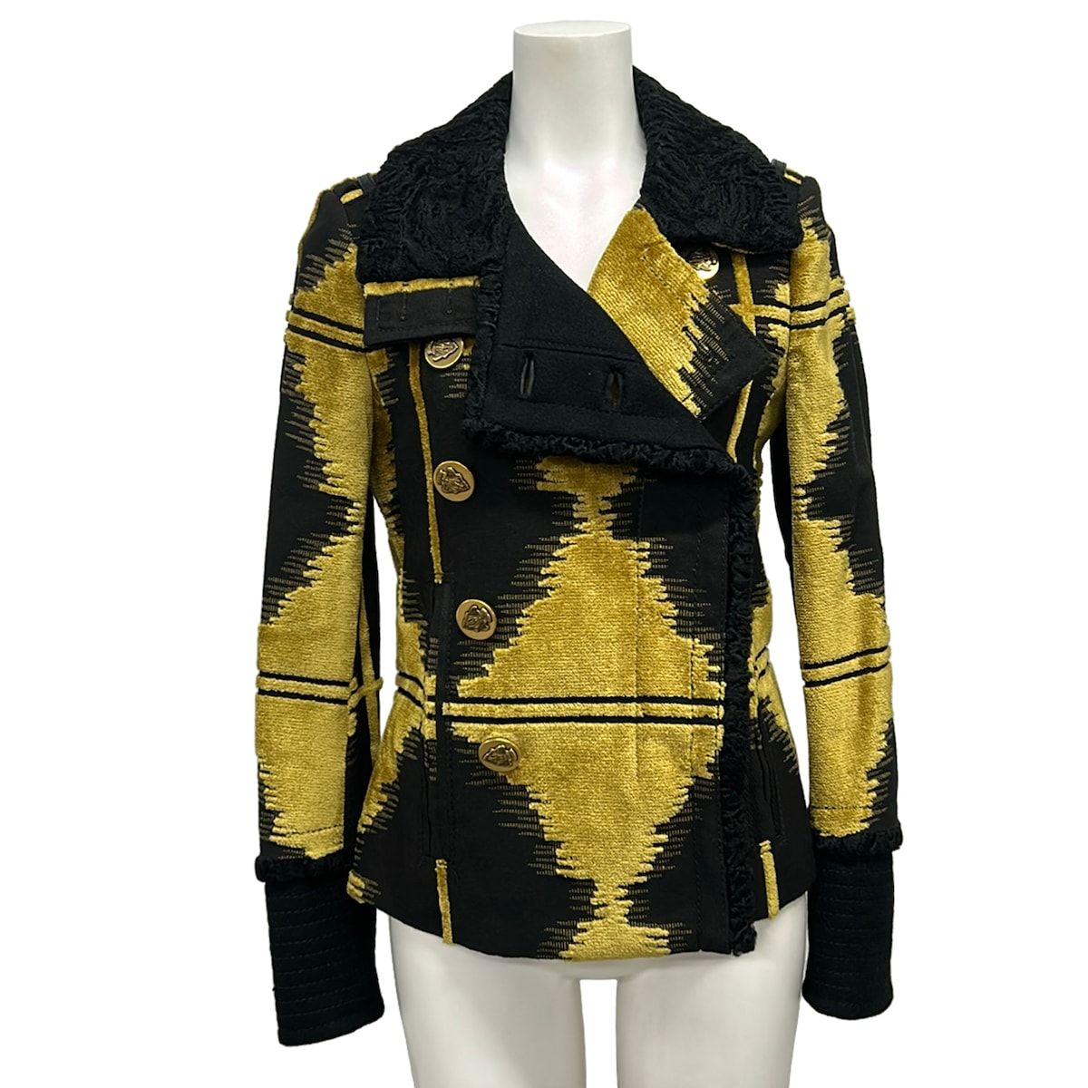 Gucci Jacket 36 S Dark Yellow Black Long Sleeve Velour Autumn