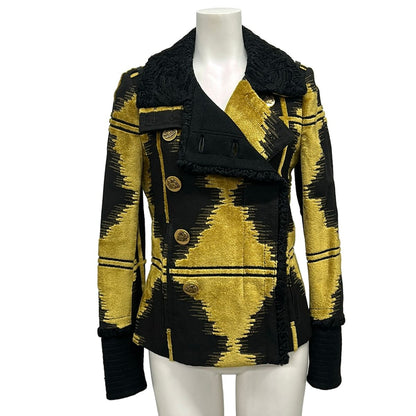 Gucci Jacket 36 S Dark Yellow Black Long Sleeve Velour Autumn