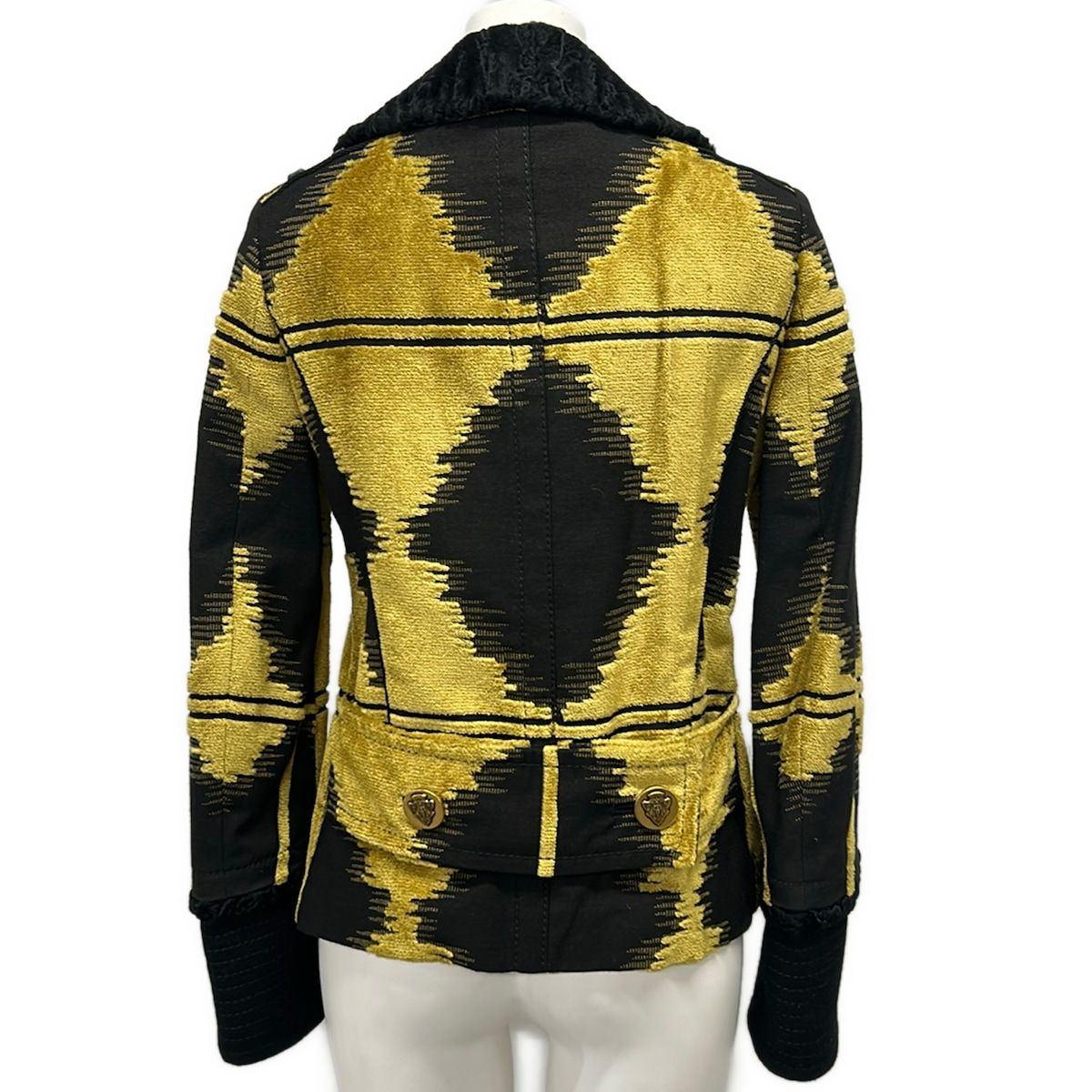 Gucci Jacket 36 S Dark Yellow Black Long Sleeve Velour Autumn — view 2