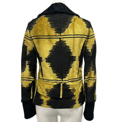 Gucci Jacket 36 S Dark Yellow Black Long Sleeve Velour Autumn — view 2