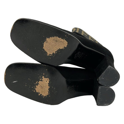 Fendi Short Boots 36 1 Black Yellow Logo Tape — view 4