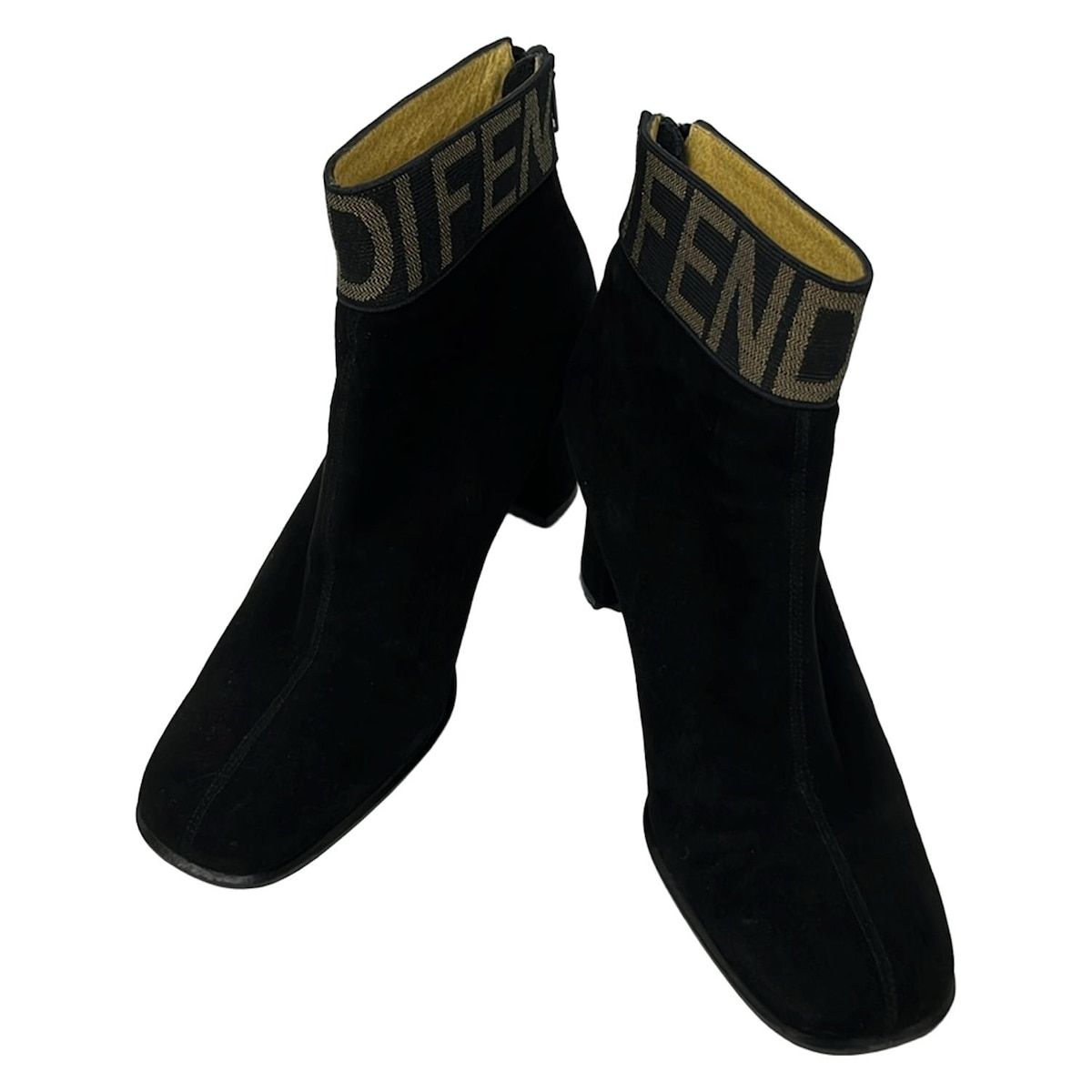 Fendi Short Boots 36 1 Black Yellow Logo Tape — view 2