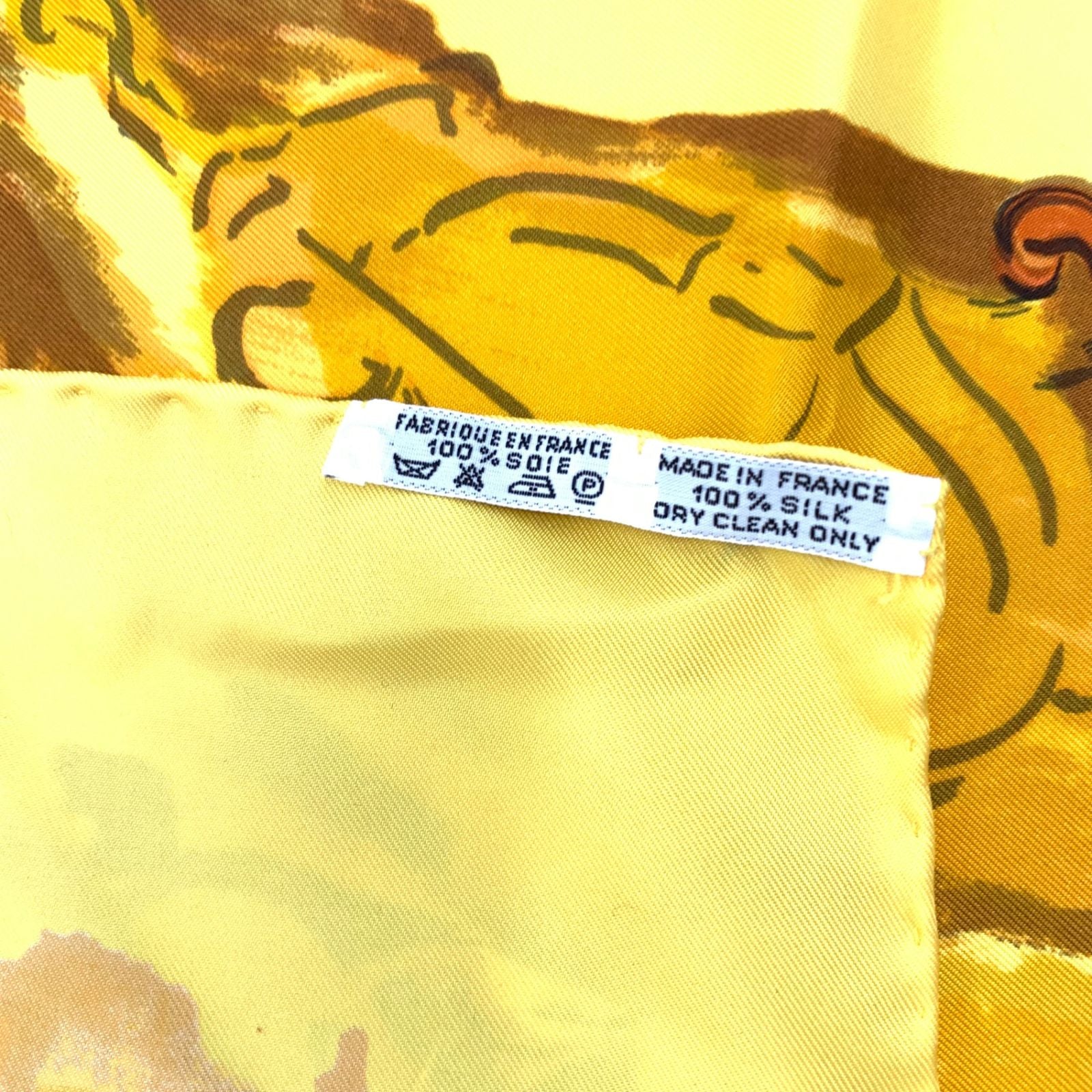 Hermes Carre 90 Concerto Yellow Silk 100% Scarf — view 8