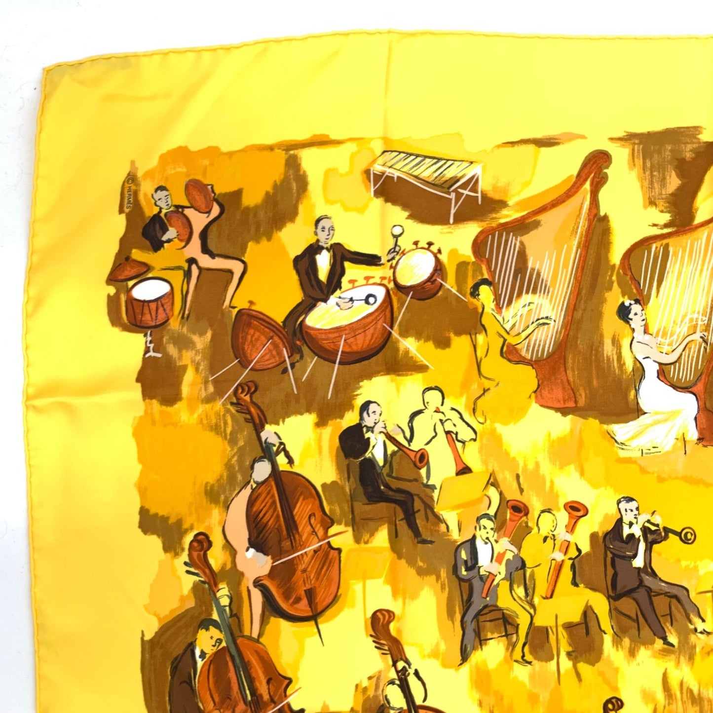 Hermes Carre 90 Concerto Yellow Silk 100% Scarf — view 3