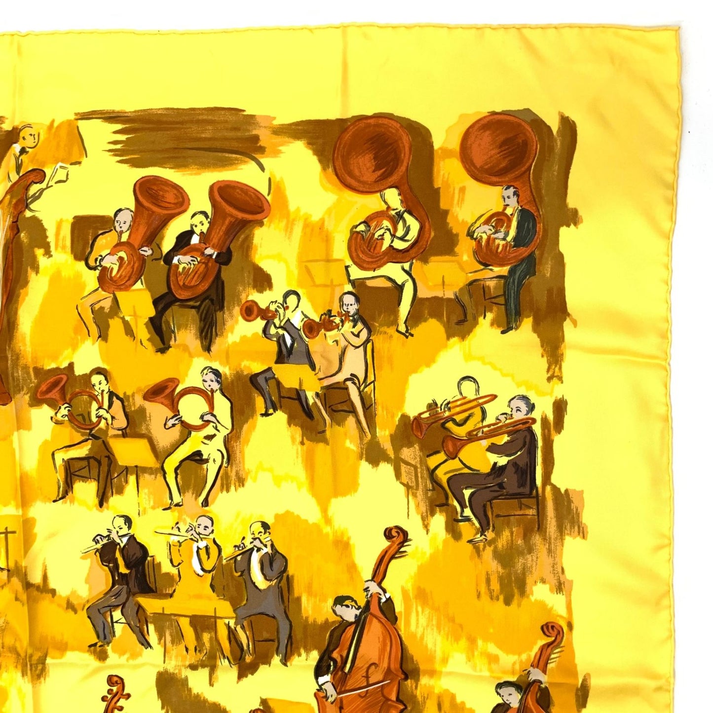 Hermes Carre 90 Concerto Yellow Silk 100% Scarf — view 4