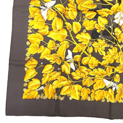 Hermes Carre 90 L'arbre de Soie Silk Mulberry and Silkworm Scarf Brown — view 5