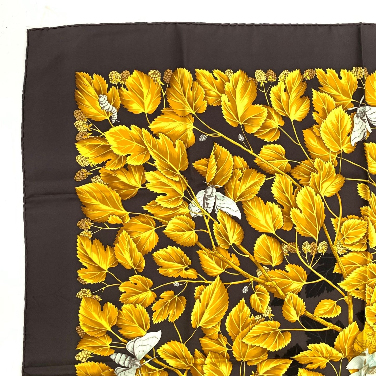 Hermes Carre 90 L'arbre de Soie Silk Mulberry and Silkworm Scarf Brown — view 2