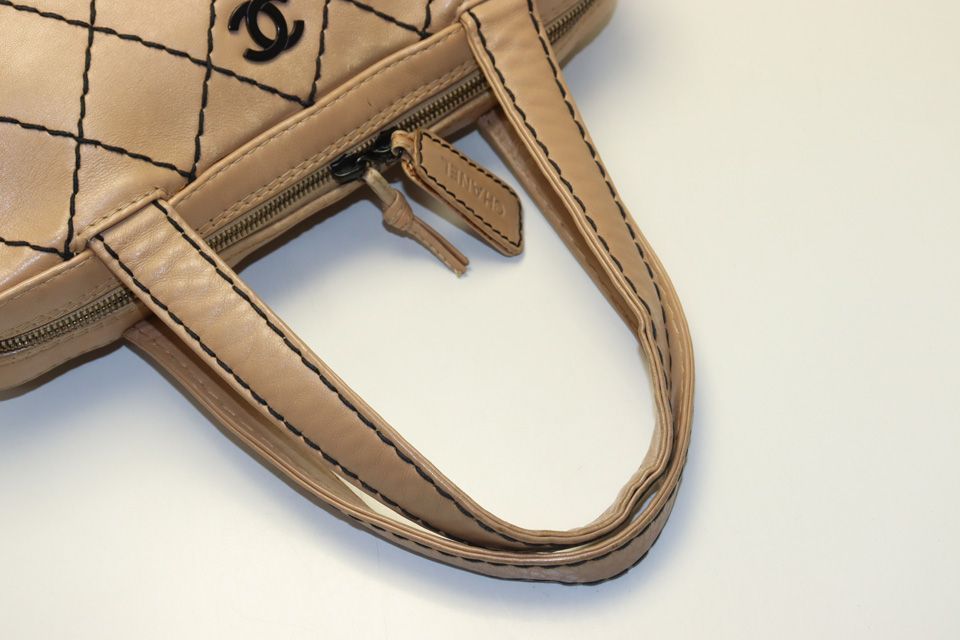 Chanel Wild Stitch Gunmetal Leather Handbag — view 6