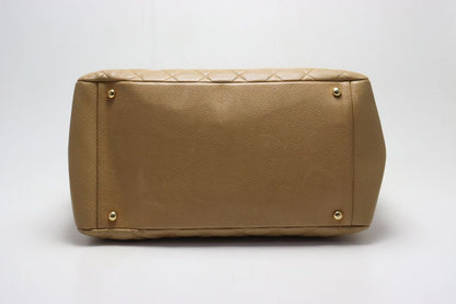Chanel Caviar Leather Quilted Jumbo CC Logo Grand Shopping Tote GST GD Chain — view 3