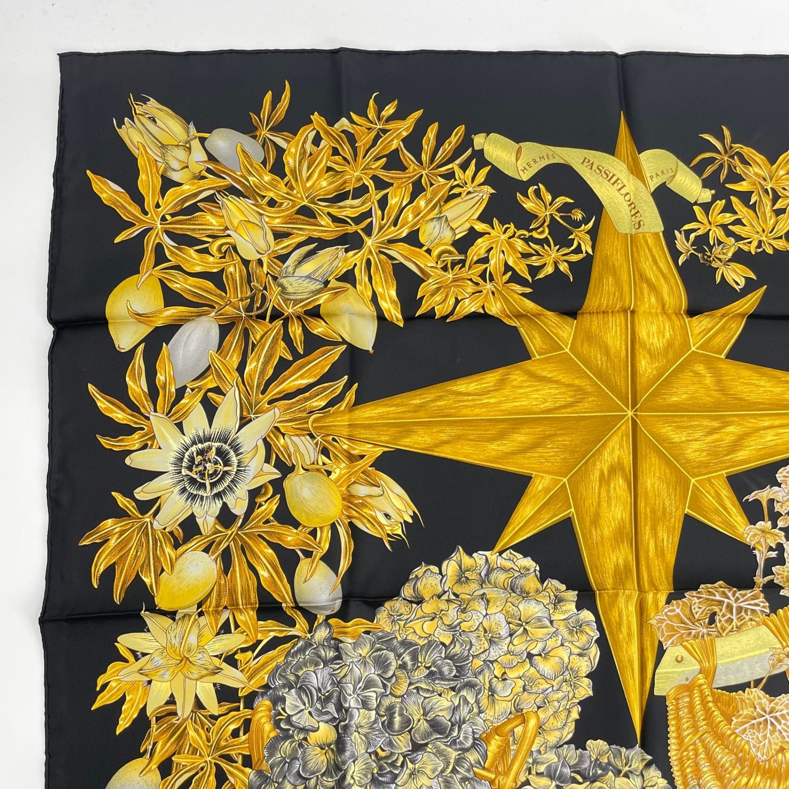 Hermes Carre 90 Passiflores Passion Flower Black Silk 100% Scarf — view 2