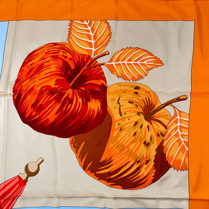 Hermes Carre 90 Des Plages the Charm of the Normandy Coast Orange Silk 100% — view 2
