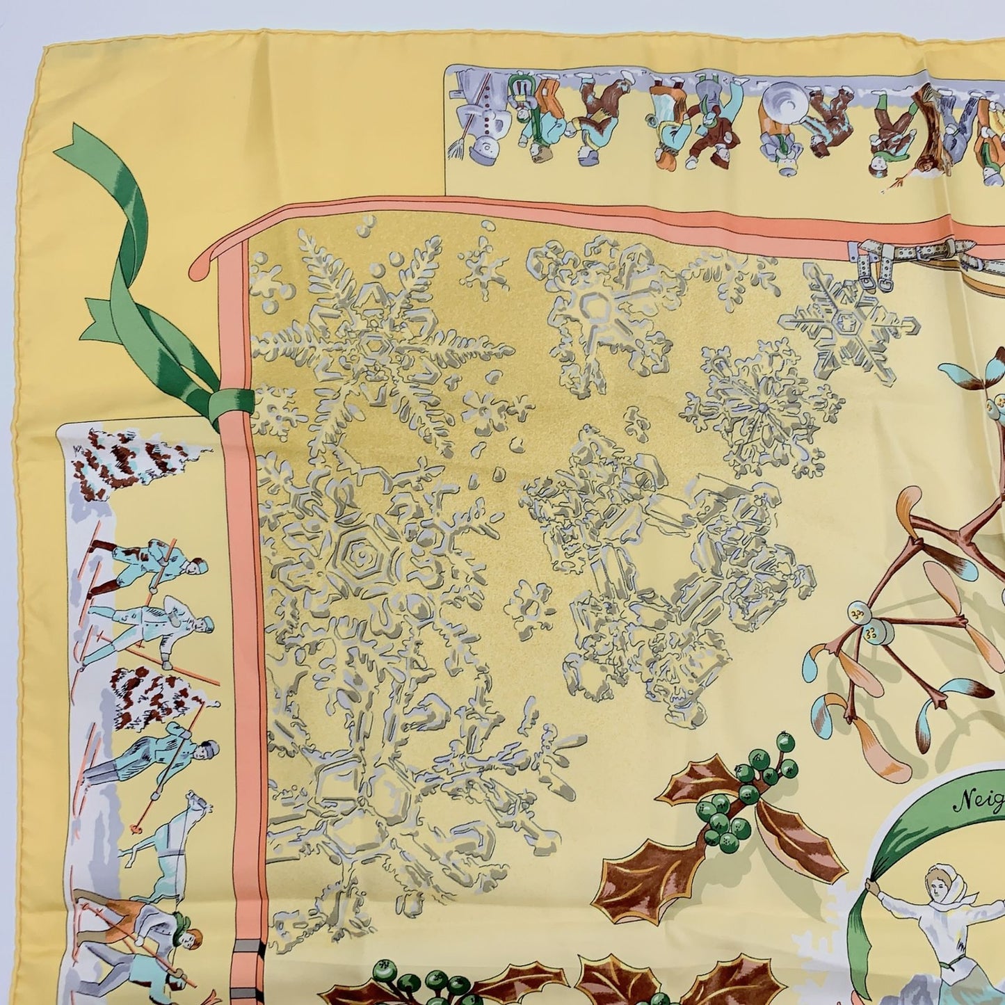 Hermes Carre 90 Neige D'antan Last Year's Snow Yellow Silk 100% Scarf — view 2