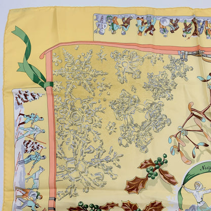 Hermes Carre 90 Neige D'antan Last Year's Snow Yellow Silk 100% Scarf — view 2