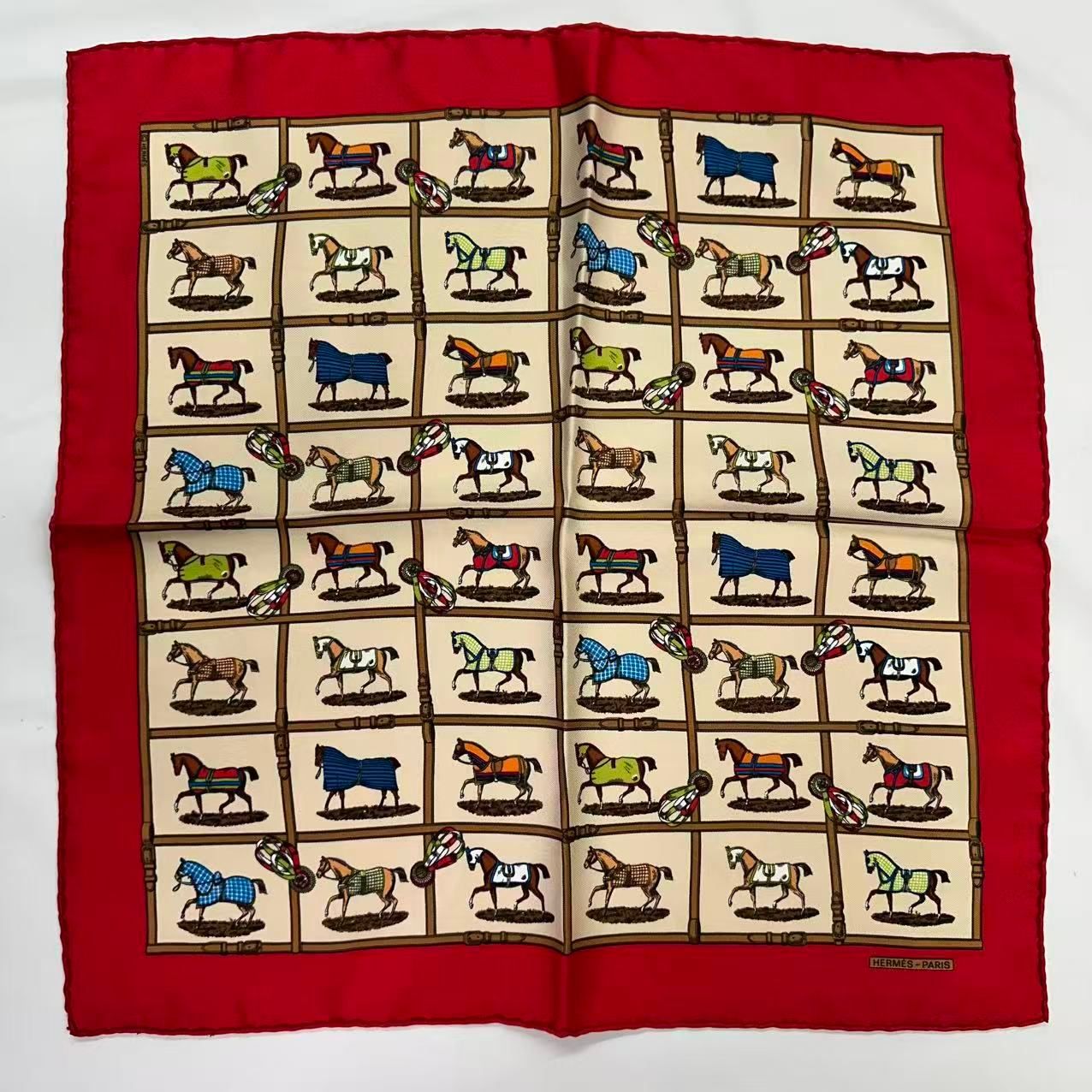 Hermes Scarf Silk 48 Cheveaux Au Paddock 48 Horses in the