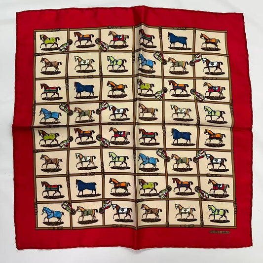 Hermes Scarf Silk 48 Cheveaux Au Paddock 48 Horses in the