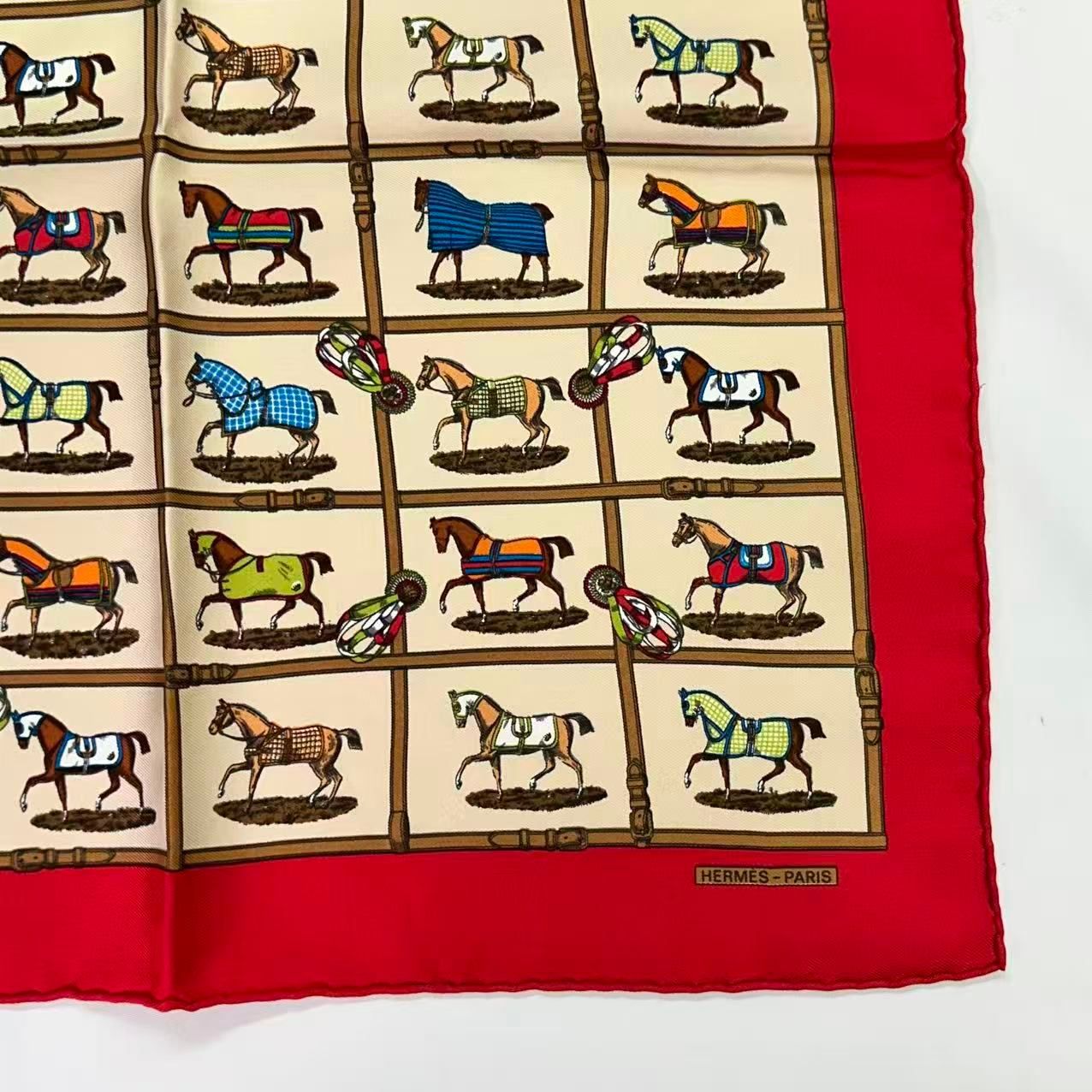 Hermes Scarf Silk 48 Cheveaux Au Paddock 48 Horses in the — view 5