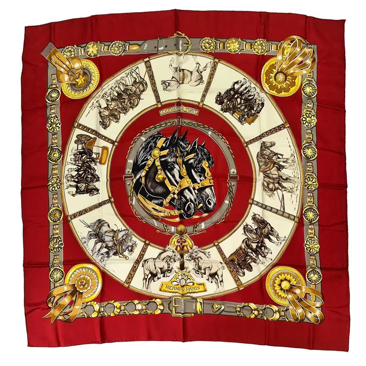 Hermes Carre 90 Scarf Silk Chevaux de Trait Taima