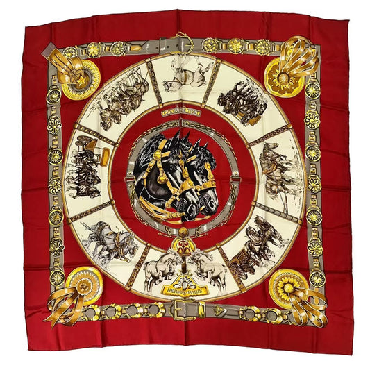 Hermes Carre 90 Scarf Silk Chevaux de Trait Taima