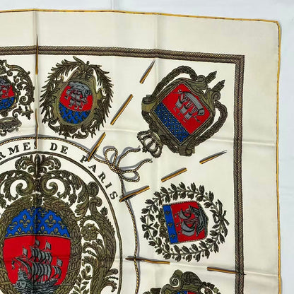 Hermes Carre 90 Scarf Silk les Armes de Paris Coat of Arms of White — view 6