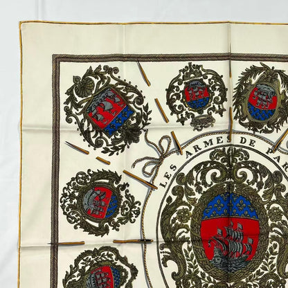 Hermes Carre 90 Scarf Silk les Armes de Paris Coat of Arms of White — view 2
