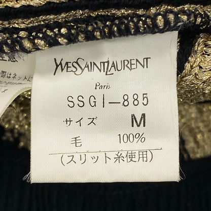 Saint Laurent Long Sleeve Knit Cardigan Tunic Length M Black Gold Wool — view 9