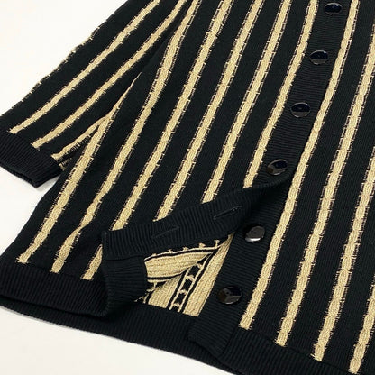 Saint Laurent Long Sleeve Knit Cardigan Tunic Length M Black Gold Wool — view 5